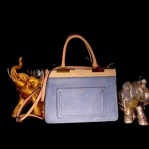 Aldo purse light blue with cream pattern . Soft , vibrant outing purse !